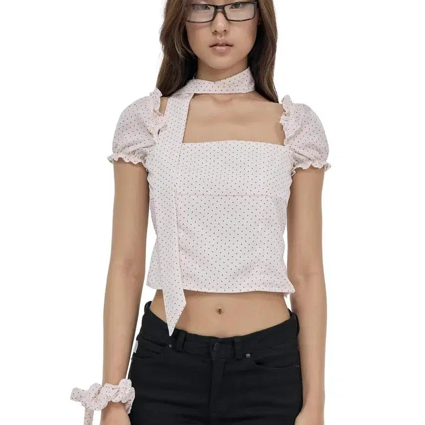 [BUNJANG] Clishier Afternoon Tea Scarf Top Blouse / 클리시어 애프터눈티 스카프 탑 블라우스