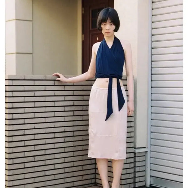 [BUNJANG] Moringa Lace Pintuck Satin Skirt / moringa 모링가 레이스 핀턱 새틴 스커트 (새상품)