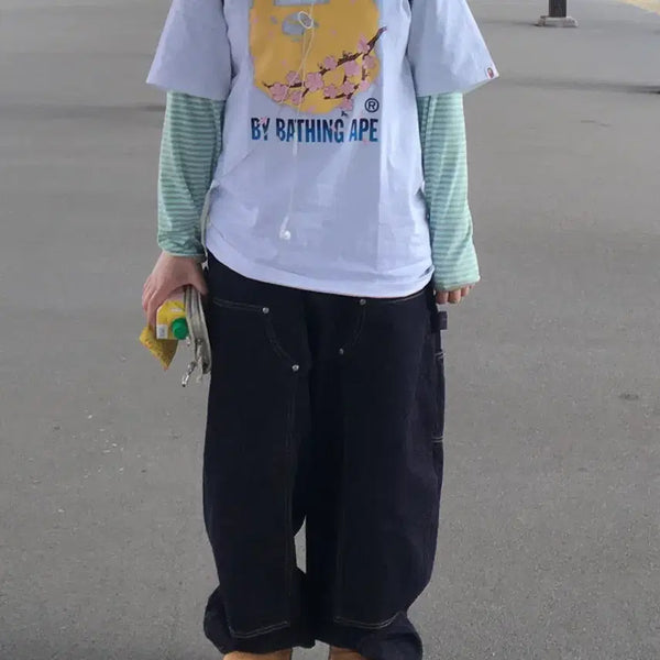 [BUNJANG] BAPE Sakura by BAPE T-Shirt White / (1회착) 베이프 정품 사쿠라 바이 베이싱 에이프 티셔츠 화이트