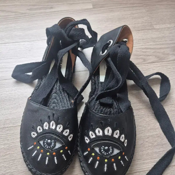 [BUNJANG] Kenzo Espadrille Black Eye Pattern Strap Shoes / 겐조 에스파듀 블랙 아이 패턴 스트랩 슈즈