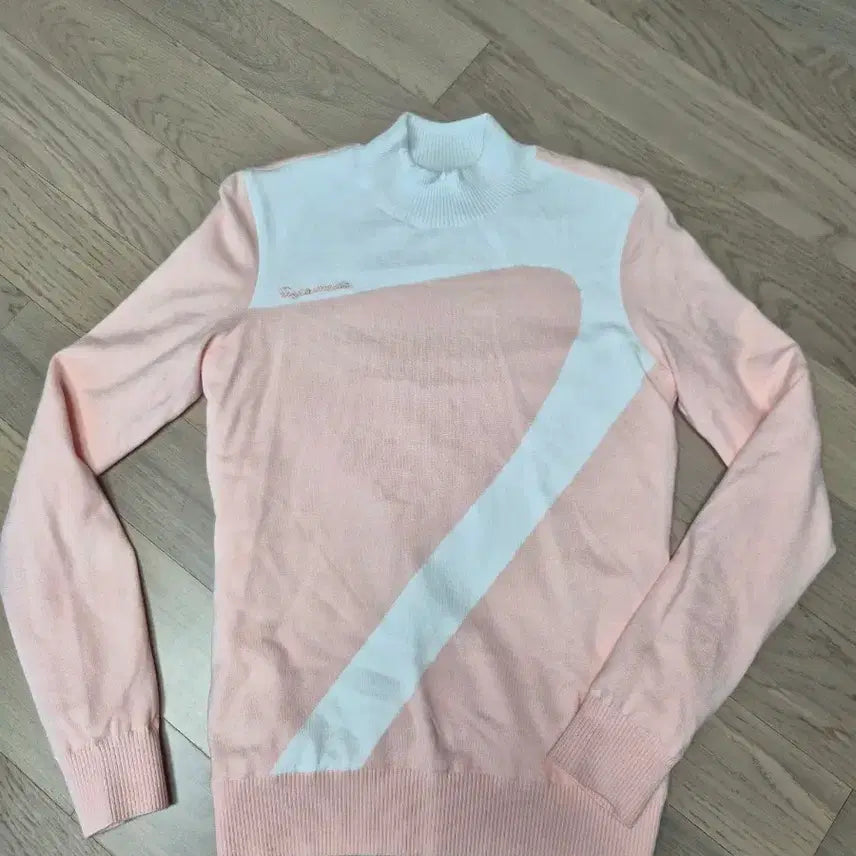 [BUNJANG] TaylorMade Women's Knit Golf Top - Pink/White / 테일러메이드 니트 넥라인 핑크 화이트