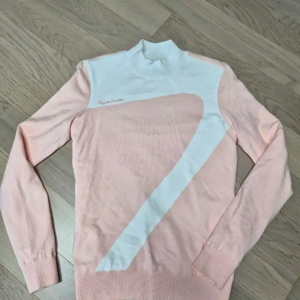 [BUNJANG] TaylorMade Women's Knit Golf Top - Pink/White / 테일러메이드 니트 넥라인 핑크 화이트