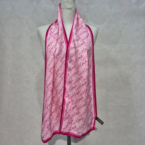 [BUNJANG] Coach Signature Logo Pattern Scarf Pink / 코치 스카프 핑크