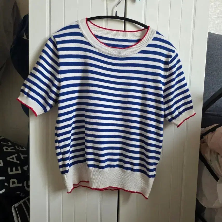 [BUNJANG] Striped Short Sleeve T-Shirt / free)마린룩 스트라이프 반팔티