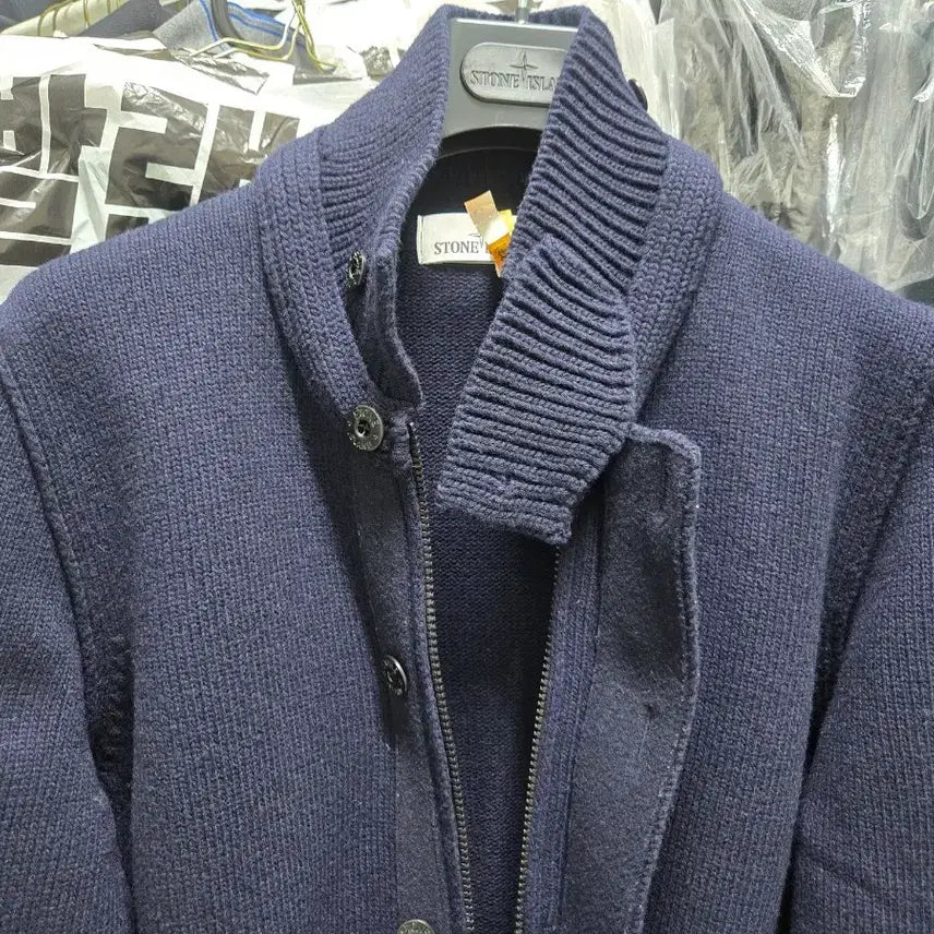 [BUNJANG] Stone Island Wool Knit Cardigan Navy / 스톤아일랜드 울니트가디건 네이비