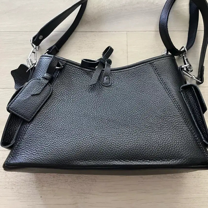 [BUNJANG] Black Genuine Leather Shoulder Bag / 블랙 소가죽 숄더백 가방