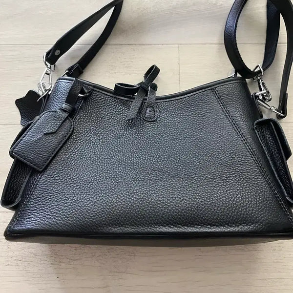 [BUNJANG] Black Genuine Leather Shoulder Bag / 블랙 소가죽 숄더백 가방