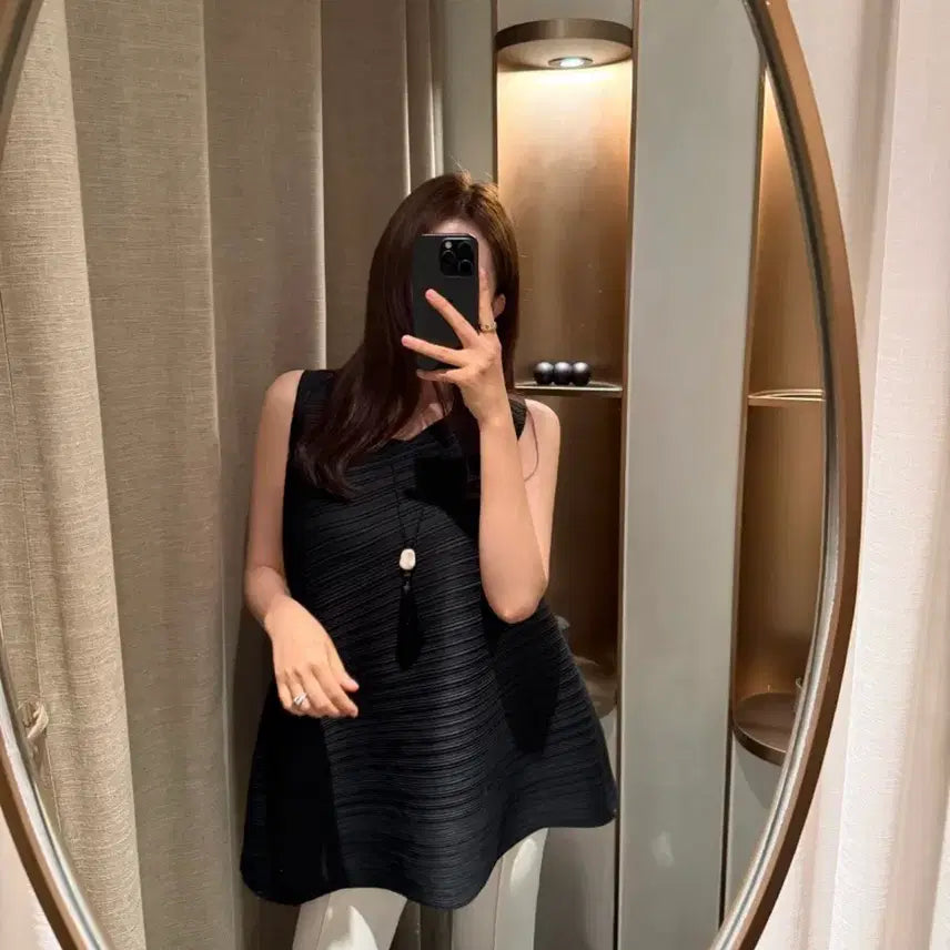 [BUNJANG] Mood Nine Pleats Blouse Black / 무드나인 플리츠 블라우스 블랙 새상품