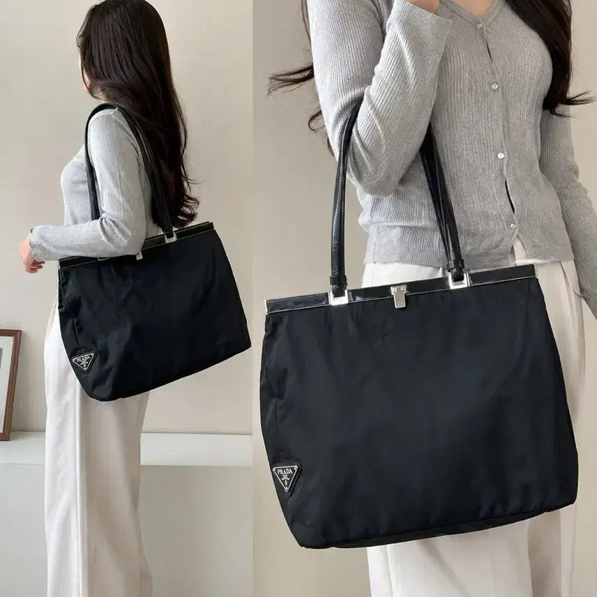 [BUNJANG] Prada Vintage Tessuto Nylon Frame Shoulder Bag Black / 정품 프라다 빈티지 테수토 나일론 프레임 숄더백