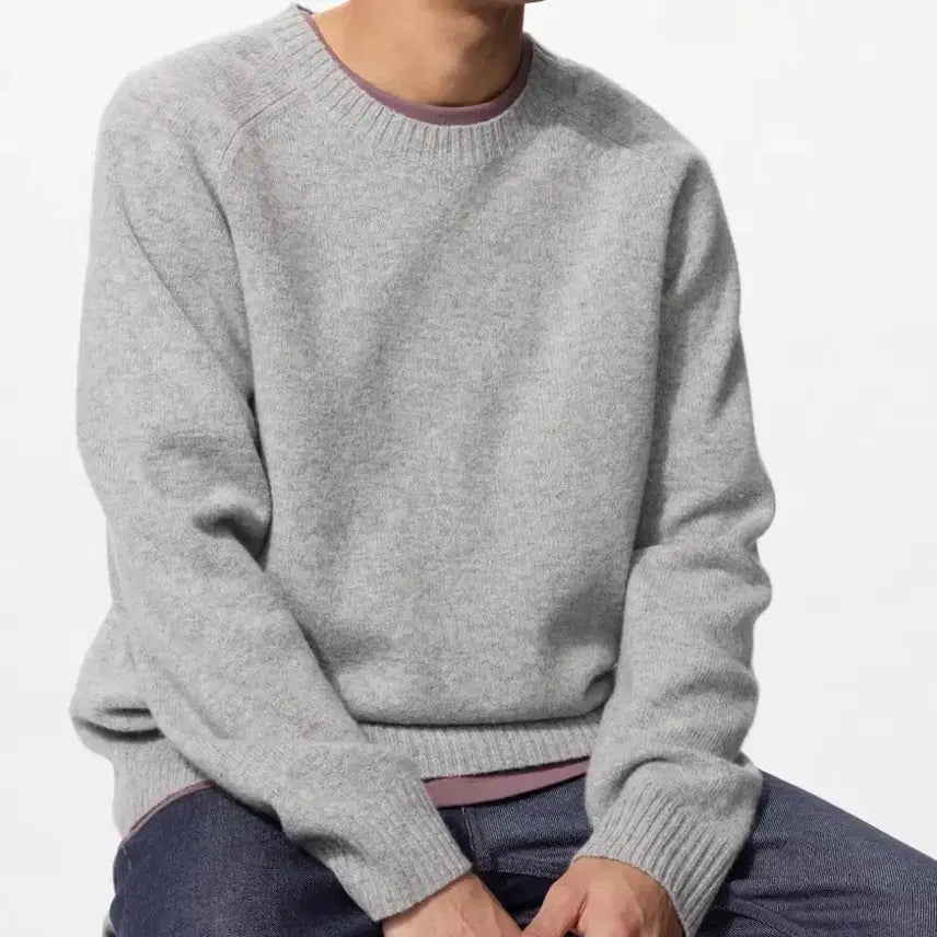 [BUNJANG] Uniqlo Lambswool Crewneck Sweater (Gray) / [유니클로] 램스울크루넥스웨터(그레이)