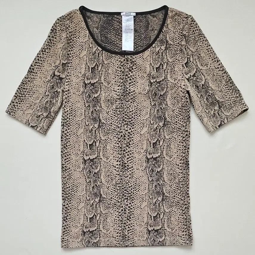 [BUNJANG] Wolford Beige Snake Pattern 7/10 Sleeve T-Shirt / (희소성가치)Wolford 월포드 베이지 스네이크 패턴 7부 티셔츠