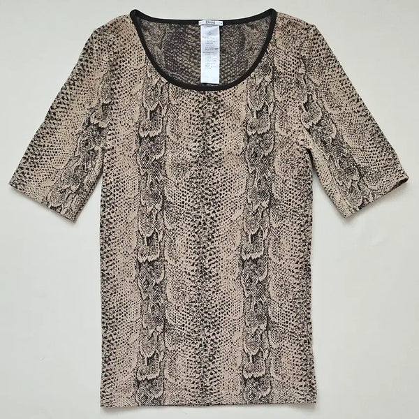 [BUNJANG] Wolford Beige Snake Pattern 7/10 Sleeve T-Shirt / (희소성가치)Wolford 월포드 베이지 스네이크 패턴 7부 티셔츠
