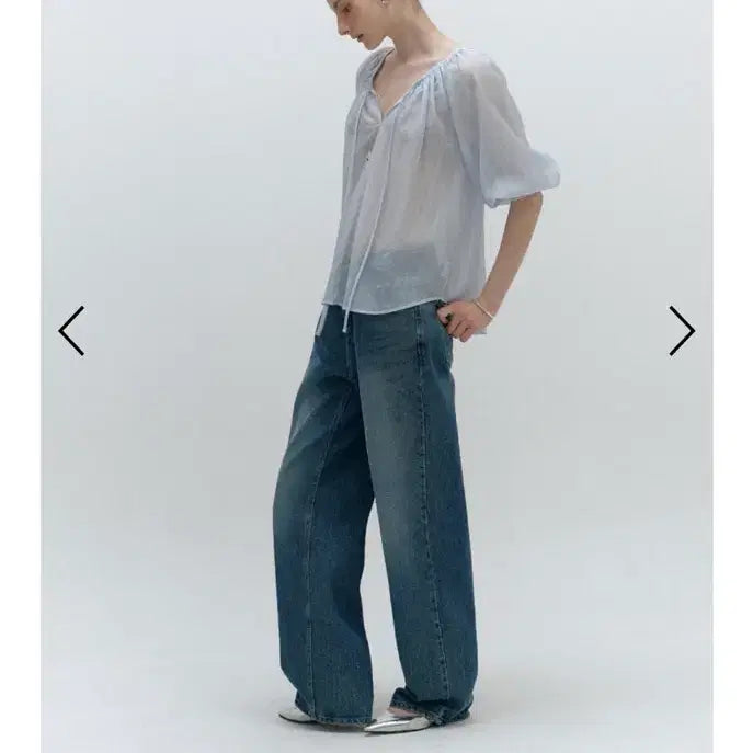 [BUNJANG] SYS Shirring Blouse - Sky Blue / SHIRRING BLOUSE_SKY sys 시스 블라우스