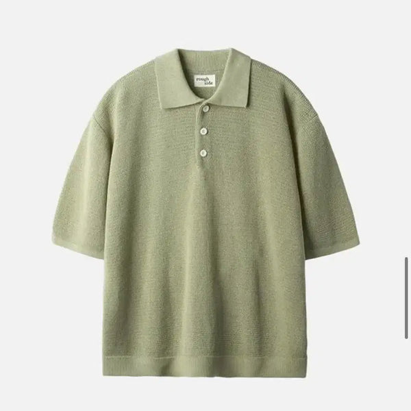 [BUNJANG] Ruffside Kara Half Knit Olive / 러프사이드 카라 하프 니트 올리브