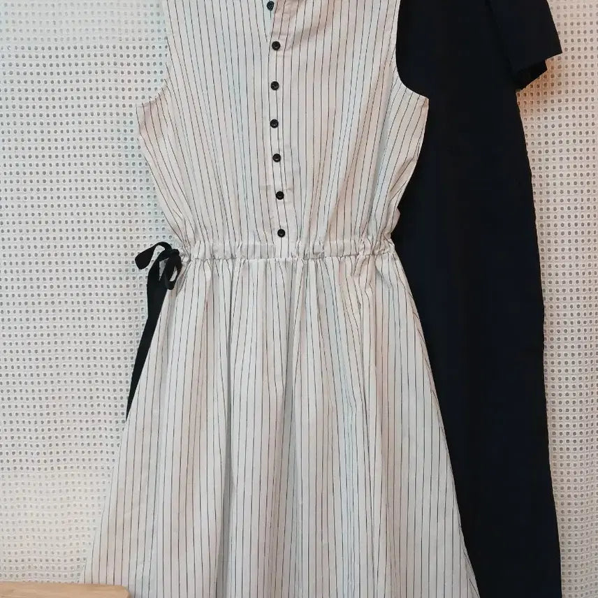 [BUNJANG] Stripe Sleeveless Shirt Dress L / 스트라이프 민소매 셔츠 원피스 L정도