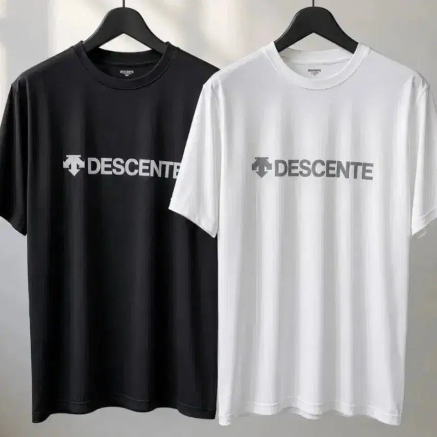 [BUNJANG] Descente Sport Short-Sleeve T-Shirt Black/White / 데상트 스포츠 반팔티 블랙/화이트