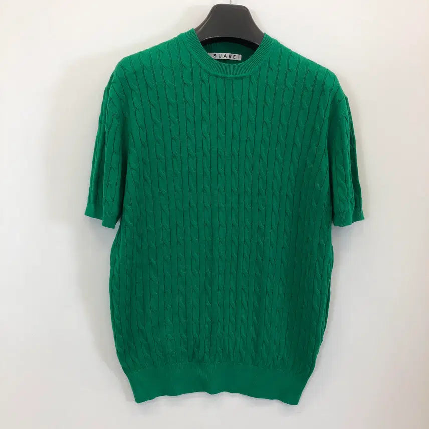 [BUNJANG] SUARE Cable Short Sleeve Knit M Green / SUARE 수아레 케이블 반팔니트 M 하계