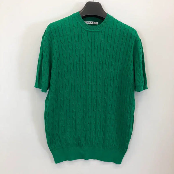 [BUNJANG] SUARE Cable Short Sleeve Knit M Green / SUARE 수아레 케이블 반팔니트 M 하계