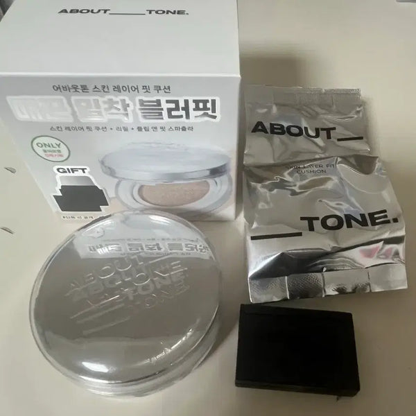 [BUNJANG] AboutTone Skin Layer Fit Cushion Set (Refill & Spatula) - Shade 22 Ivory / 어바웃톤 스킨 레이어 핏 쿠션 본품 리필 스파츌라 22호 아이보리