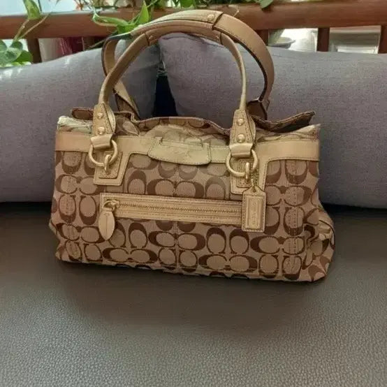 [BUNJANG] Coach Signature Mahogany Tote Bag Shoulder Bag / 코치 시그니처 마호가니 토트백 숄더백