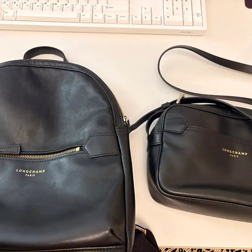 [BUNJANG] Longchamp Genuine Leather Backpack & Crossbody Bag Set / 롱샴 천연가죽 백팩 크로스백 병행수입