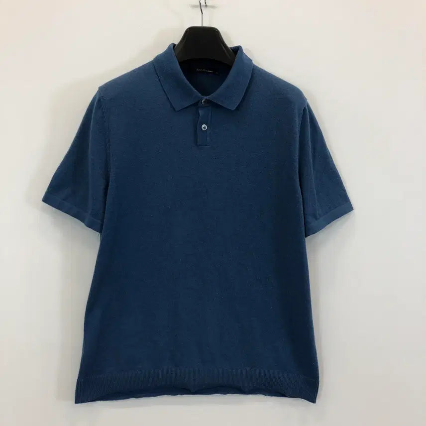 [BUNJANG] Kinloch Linen Knit Collar T-shirt Blue / 킨록 린넨 니트카라티 100