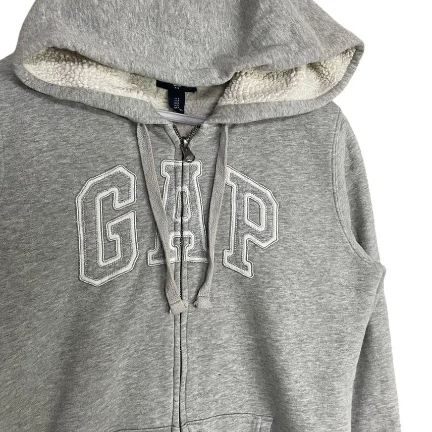 [BUNJANG] GAP Fleece Lined Hoodie Zip-up Melange Grey / 갭 뽀글이안감 후드집업 멜란지그레이