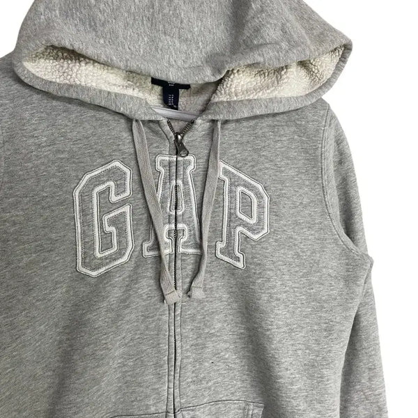 [BUNJANG] GAP Fleece Lined Hoodie Zip-up Melange Grey / 갭 뽀글이안감 후드집업 멜란지그레이