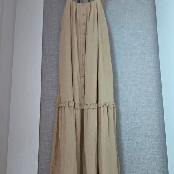 [BUNJANG] Beige Maxi Dress / 베이지 바스락 풍성맥시원피스