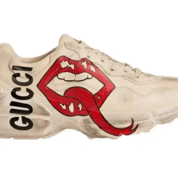 [BUNJANG] Gucci Rhyton Leather Sneakers Lip Print / 구찌 라이톤 레더 스니커즈 입 프린트 35.5 (정품)
