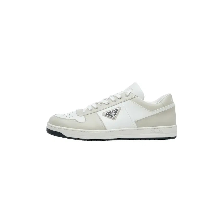 [BUNJANG] Prada Downtown Leather Sneakers White Dusty Grey UK 12 / 프라다 다운타운 레더 스니커즈 화이트 더스티 그레이