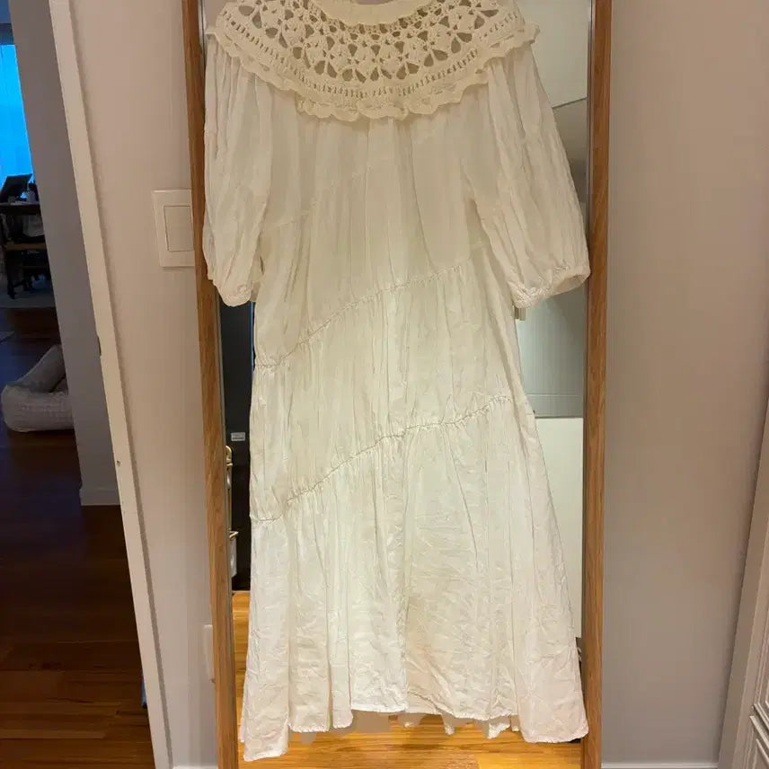 [BUNJANG] C.newyork White Linen Blend Dress / 씨뉴욕 화이트 원피스