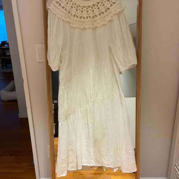 [BUNJANG] C.newyork White Linen Blend Dress / 씨뉴욕 화이트 원피스