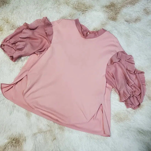 [BUNJANG] System Pink Overfit Flare Sleeve Blouse / 시스템 오버핏 핑크색 플레어 소매 블라우스