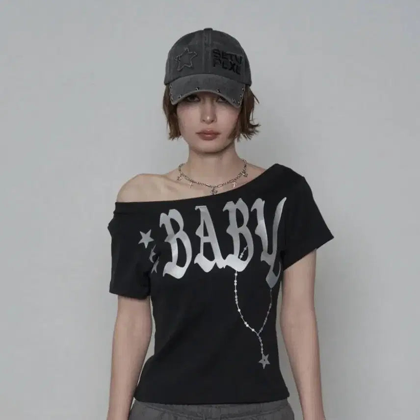 [BUNJANG] SETUPEXE BABY WIDE NECK TOP Black / 미개봉 새상품 셋업이엑스이 BABY WIDE NECK TOP / 블랙 베이비 와이드 넥탑