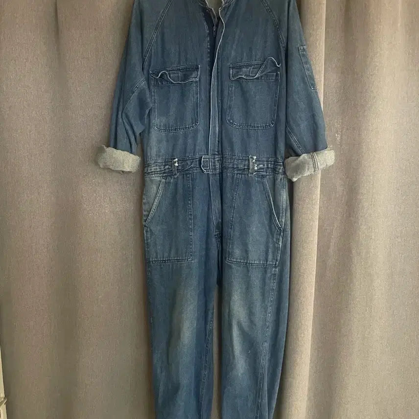 [BUNJANG] Vintage Wash Denim Jumpsuit / 구제 점프수트 데님