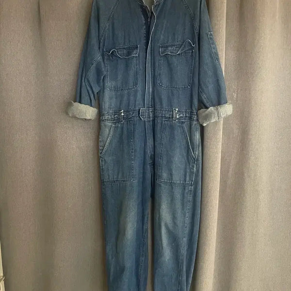 [BUNJANG] Vintage Wash Denim Jumpsuit / 구제 점프수트 데님