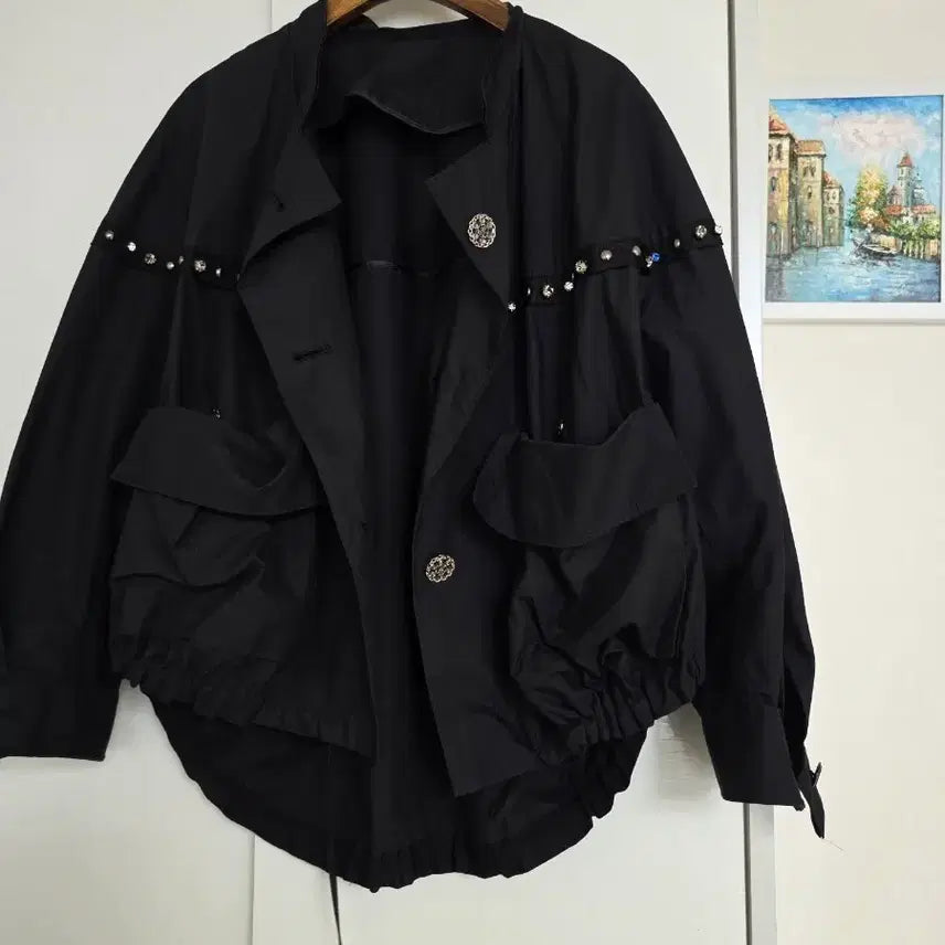 [BUNJANG] Black Cubic Embellished Jacket / 블랙 큐빅 장식 자켓. 77