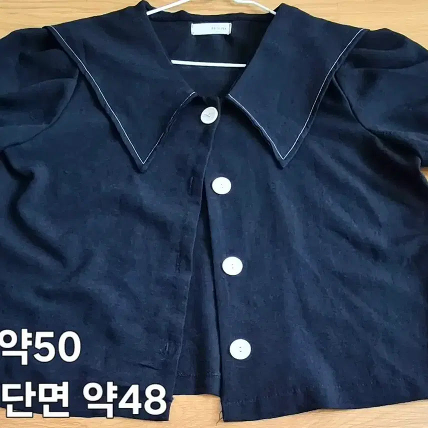 [BUNJANG] Sailor Collar Short Sleeve Blouse - Navy / 세일러 카라 반팔 블라우스 네이비