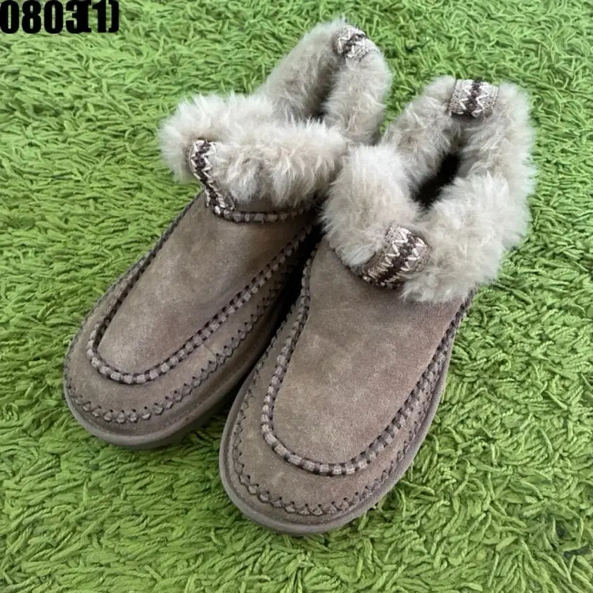 [BUNJANG] Women's Brown Sheepskin Lined Slippers - Size 250 / 어그 슬리퍼 브라운 여성 방한 신발 250