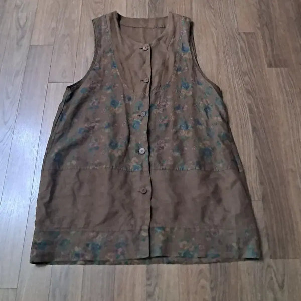 [BUNJANG] Linen Floral Pattern Vest / 린넨 조끼