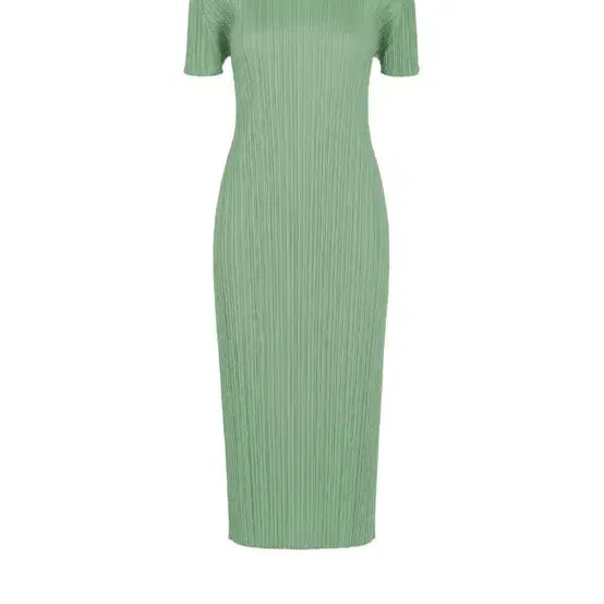 [BUNJANG] Pleats Please August Monthly Dress Grey Green Size 3 / 플리츠플리즈 8월 먼슬리 원피스 그레이시그린 3사이즈