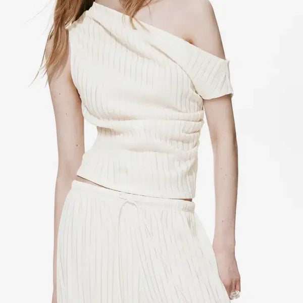 [BUNJANG] H&M Textured One Shoulder Top / H&m 텍스쳐 원숄더 탑