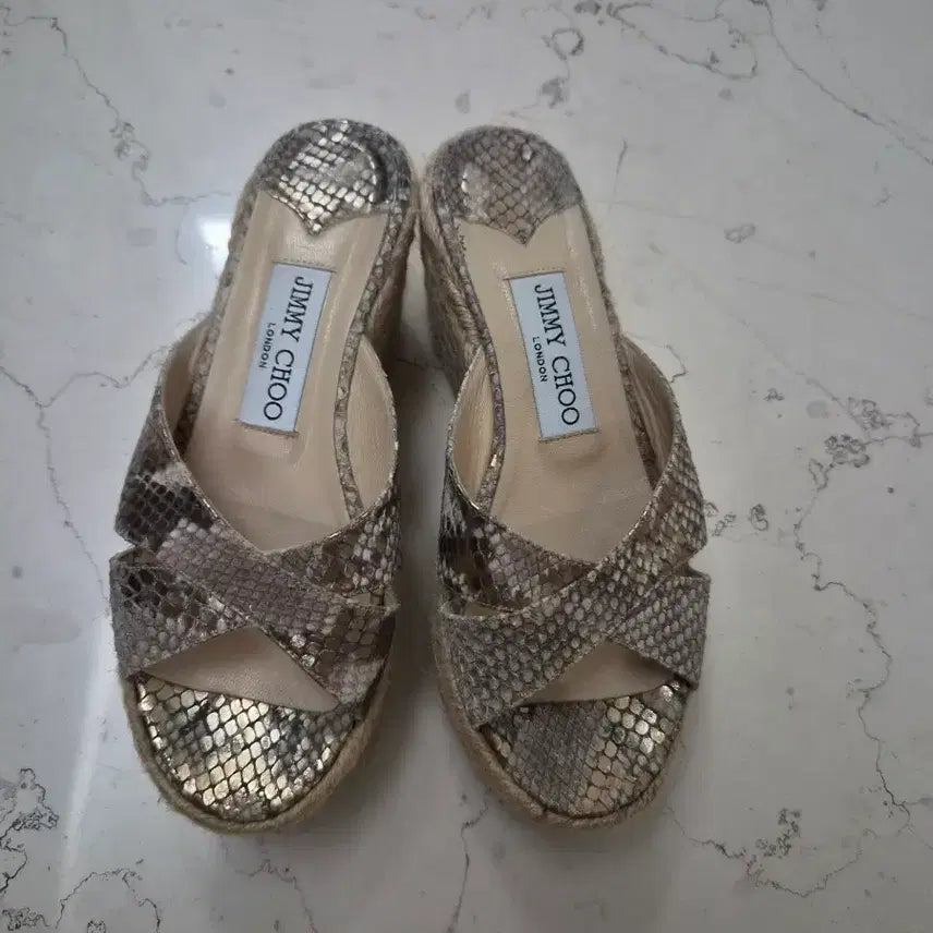 [BUNJANG] Jimmy Choo Snakeskin Wedge Heel Sandals / 지미추 뱀피 웨지힐 샌들슬리퍼