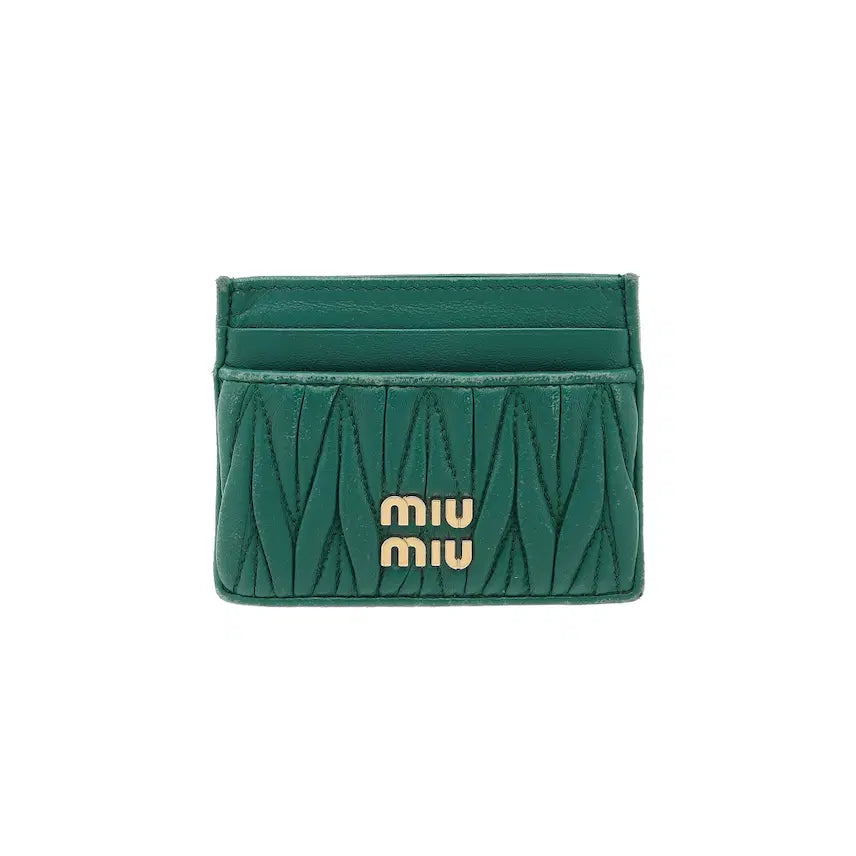 [BUNJANG] Miu Miu Matelassé Nappa Leather Card Holder Green / 미우미우 마테라쎄 나파 가죽 카드 홀더