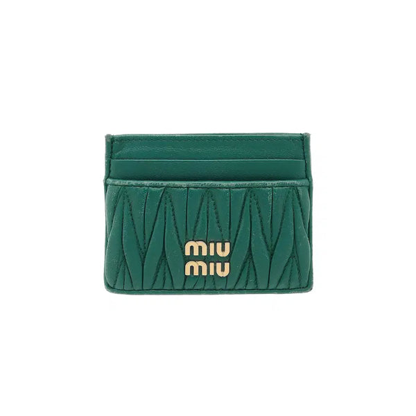 [BUNJANG] Miu Miu Matelassé Nappa Leather Card Holder Green / 미우미우 마테라쎄 나파 가죽 카드 홀더