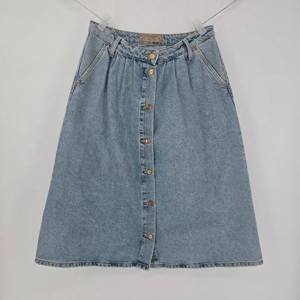 [BUNJANG] Zara 1975 Vintage Button A-Line Long Denim Skirt / ZARA 1975 빈티지 버튼 데님 A라인 롱스커트 30