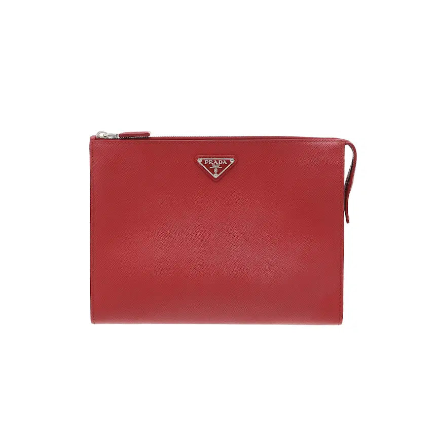 [BUNJANG] Prada Saffiano Triangolo Logo Clutch / 프라다 사피아노 삼각 로고 클러치