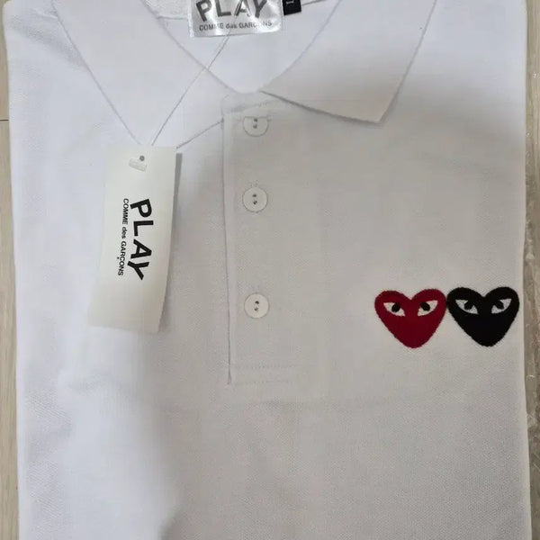 [BUNJANG] Comme des Garçons PLAY White Polo Shirt L / 꼼데가르송 플레이 카라티 화이트 .새상품