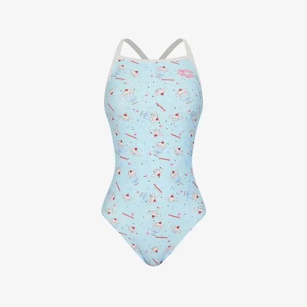 [BUNJANG] Arena Sanrio Cinnamoroll Women's One-Piece Double Cross Strap Swimsuit / 아레나 산리오 시나모롤 여성 원피스 더블 크로스 스트랩백